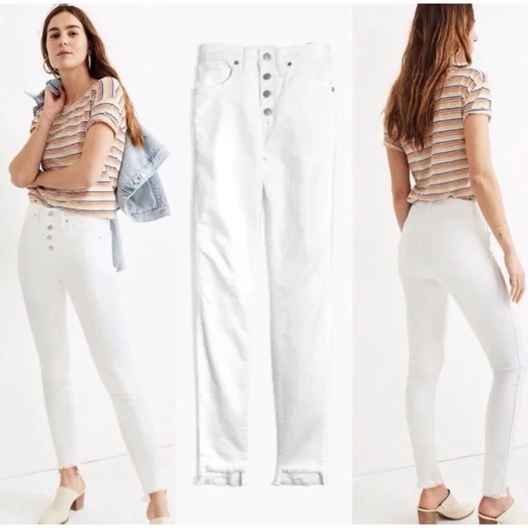 Madewell 10" High-Rise Skinny White Step-Hem Jeans NWT 26 2 - Picture 3 of 12